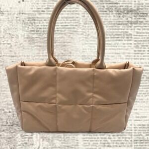 NWT Ulta Cream Faux Leather Puffer Style Tote Bag
